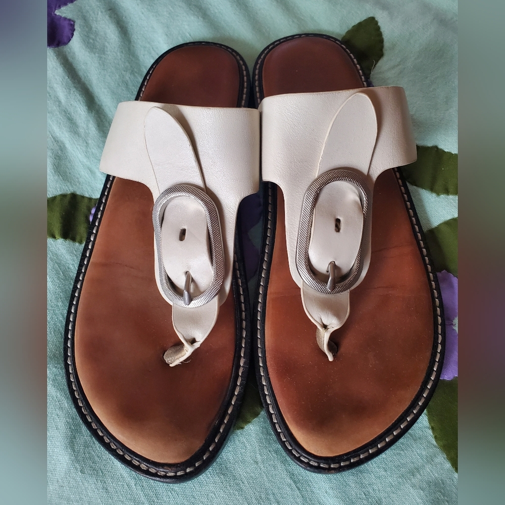 Rag & Bone Ansley antique white leather buckle sandal EU39.5